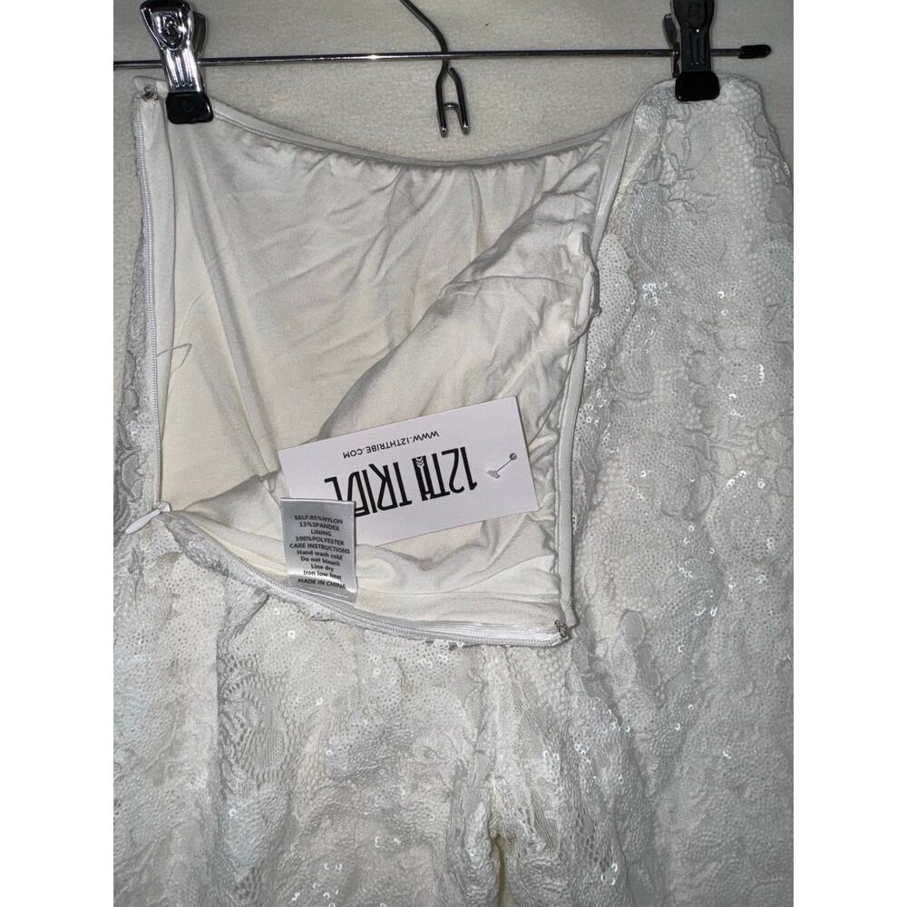 NWT 12th Tribe White Maddox Lace Sequin pants Womens Small - Picture 7 of 12